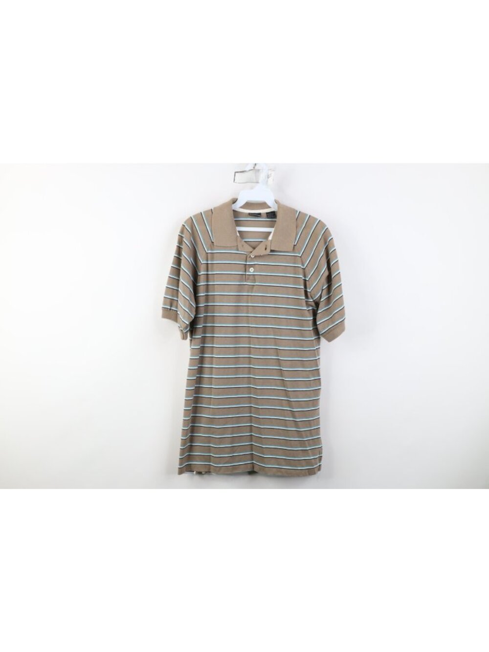 Vintage 70s 80s Streetwear Mens Large Striped Color Block Knit Golf Polo Shirt
